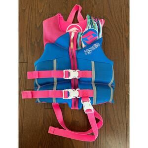 The Hyperlite Pro V Youth Life Vest – Pink / Blue – 30-50lb child